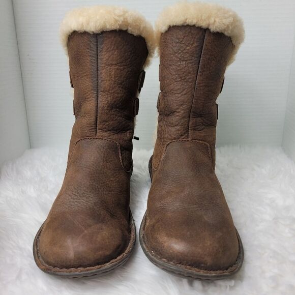 UGG Akadia Stout Womens Size 8 Brown Winter Booties Lace Up Boots Leather - Picture 2 of 8
